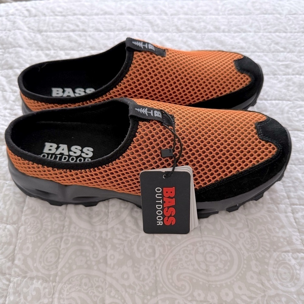 Bass‎ Outdoor Men’s Mesh Slip On Shoes Size 7.5 Orange Black Hiking Trail NWT